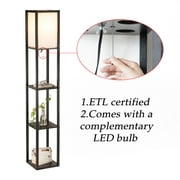 Viribus 63" Modern Accent Light Wooden Floor Lamp with Storage Shelves for Living Room w/9.50W LED Bulb
