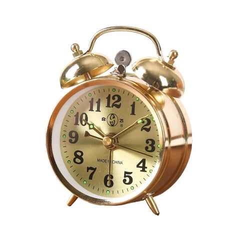 Vintage Alarm Clock, Manual Wind Up Loud Alarm Bell Clock Mechanical Gold Clock for Bedrooms Living Room