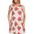 thumbnail image 1 of Easygdp Hand Drawn Watermelon para Vestido Transpirable de Mujer, Vestido Suelto de Manga Corta con Pliegues y Bolsillos para el Verano, 1 of 7