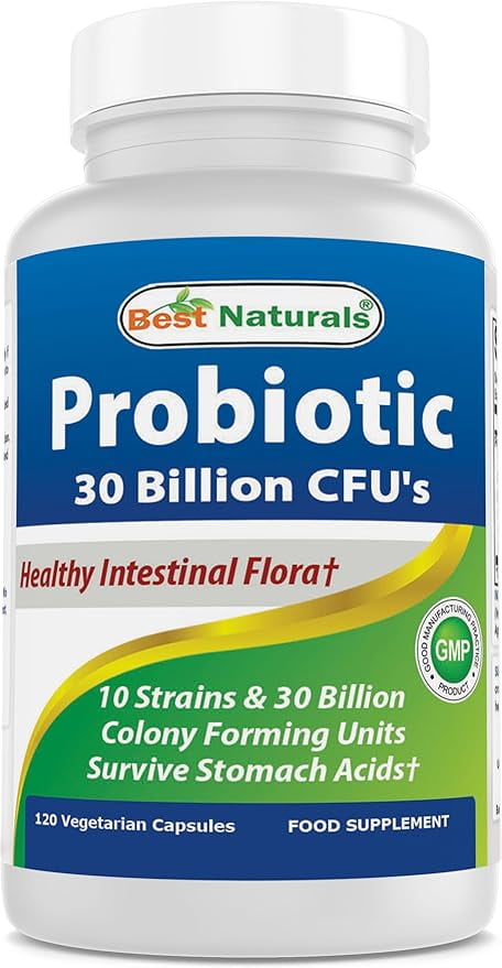 (3 pack) Best Naturals Probiotic 10 Strains & 30 Billion CFU Intestinal Flora 120 Vegetarian Capsules