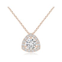ANGARA Natural Diamond Trillion Halo Pendant in 14K Rose Gold for Women (Size-4.1mm| Color-H| Clarity-SI2) | April Birthstone, Birthday, Anniversary, Jewelry Gift for Women | Natural Diamond Necklace
