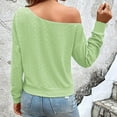 thumbnail image 4 of Pompotops Haut d'Automne pour Femmes Décontracté Couleur Unie Col Asymétrique Blouses Manches Longues Col Asymétrique Blouses en Solde, 4 of 8