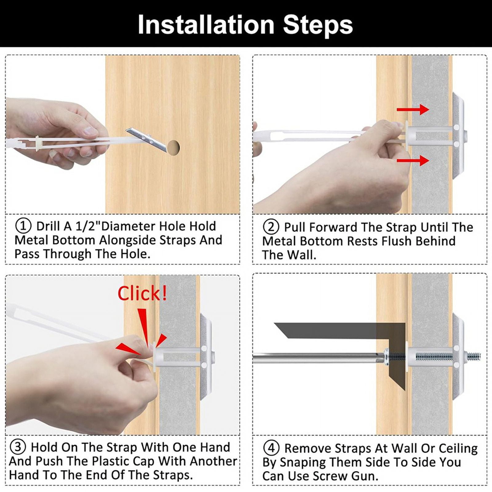 Drywall Anchor with Bolt for 1/4In-20In Fastener Sizes, Heavy Duty Hollow Drywall Anchor Kit for TV Mounting,42PCS