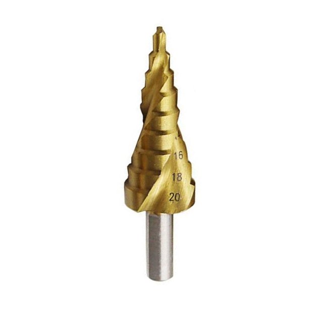 Fawoonu High-Speed Steel Step Drill Bit with Titanium Coating for Metal, Wood, and PVC - 4-32mm Multi-Size Hole Cutter, Triangular Shank Spiral Design