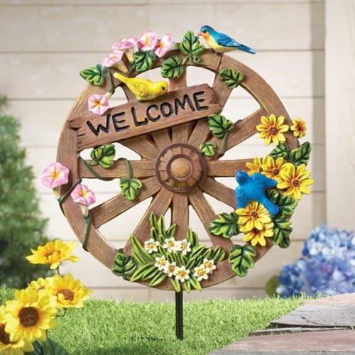 Spring Floral Wagon Wheel Yard Decor - Walmart.com - Walmart.com
