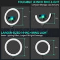 thumbnail image 2 of 14'' LED Foldable Ring Light with 62'' Tripod Stand, Selfie Ring Light for Video Recording, Live Streaming, TikTok & YouTube, Compatible with  &  (Black), 2 of 7