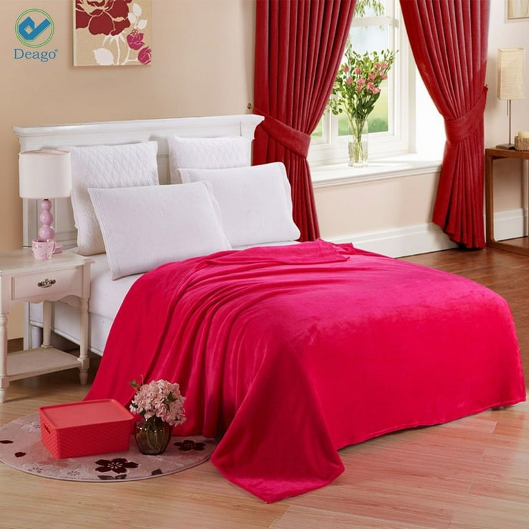 Deago Super Soft Light Weight Coral Fleece Warm Throw Blanket for Couch Sofa Bed Chair Red 39 x 55