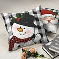 thumbnail image 3 of Black and White Plaid Christmas Pillows Covers 18x18 Set of 2 Winter Snowman and Santa Claus Pillow Cases Snowflakes Cushion Cases Home Decor for Living Room Bed Sofa, 3 of 6