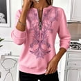 thumbnail image 2 of QQZ Quarter Zip Pullover Sweatshirt For Women, Printed V Neck Sweatshirts Fleece Long Sleeve Women's Fashion Hoodies & Sweatshirts, 2 of 7