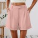 thumbnail image 3 of MKLEKYY Pantalones Cortos de Vestir de Cintura Alta para Mujer con Pliegues, Bolsillos Laterales y Espalda Elástica, Cómodos, Transpirables, Informales, para Viajar, Verano, Primavera y Otoño., 3 of 4