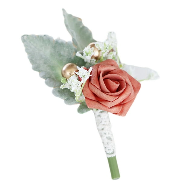 Sonducket para hombre versátil de amplia aplicación para bodas y fiestas de compromiso Novio Boutonniere Dirty Orange Type3 NO3