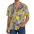 thumbnail image 3 of Wukai Lavender Flowers Men's Casual Short-Sleeve Button Down Shirt - Lightweight Summer Dress Shirt for Daily Wear-Medium, 3 of 7