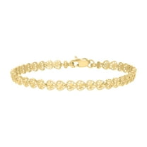 10k Yellow Gold Womens Heart Link Bracelet 7 Inches for Women