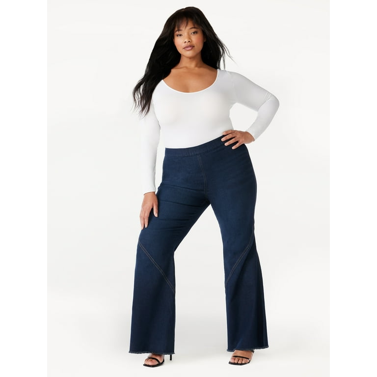 Sofia Jeans by Sofia Vergara Women's Plus Size Melisa High Rise Super Flare  Pull On Jeans 