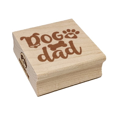Dog Dad Paw Print Square Rubber Stamp Stamping Scrapbooking Crafting - Small 1.25in