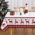 thumbnail image 3 of ZACOO 60"x120" Table Cover Christmas Deer Snowflake Pattern Waterproof Spillproof Rectangular Table Cloth Farmhouse Washable Wipeable Tablecloth, Beige, 3 of 7