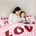 thumbnail image 5 of Feelyou Love Heart Bow-tie Twin Comforter Sets, Princess Pink Fashion Bedding Set, 2pcs, 5 of 8