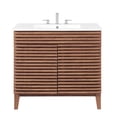 thumbnail image 2 of Modway Render 36" Modern Wood and Ceramic Bathroom Vanity in Walnut/White, 2 of 8