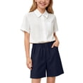 thumbnail image 5 of Mifsaly Kids Back To School Uniform Sets Girls Boys Short Sleeve White Button Up Shirts and Shorts First Day Of School Casual 2 Piece Outfits, 5 of 9