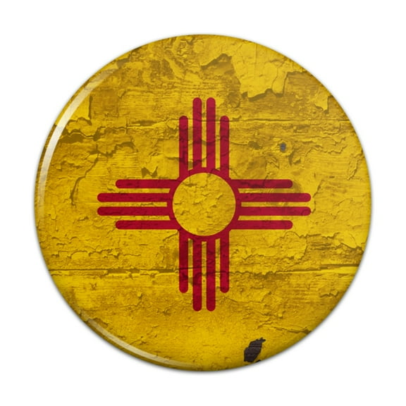 Rustic Distressed New Mexico State Flag Pinback Button Pin