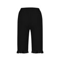 thumbnail image 5 of hotojiny Bermuda Shorts for Women Cotton Linen Knee Length Summer Casual Long Shorts Loose High Waisted Ruffle Hem Shorts with Pockets, 5 of 6