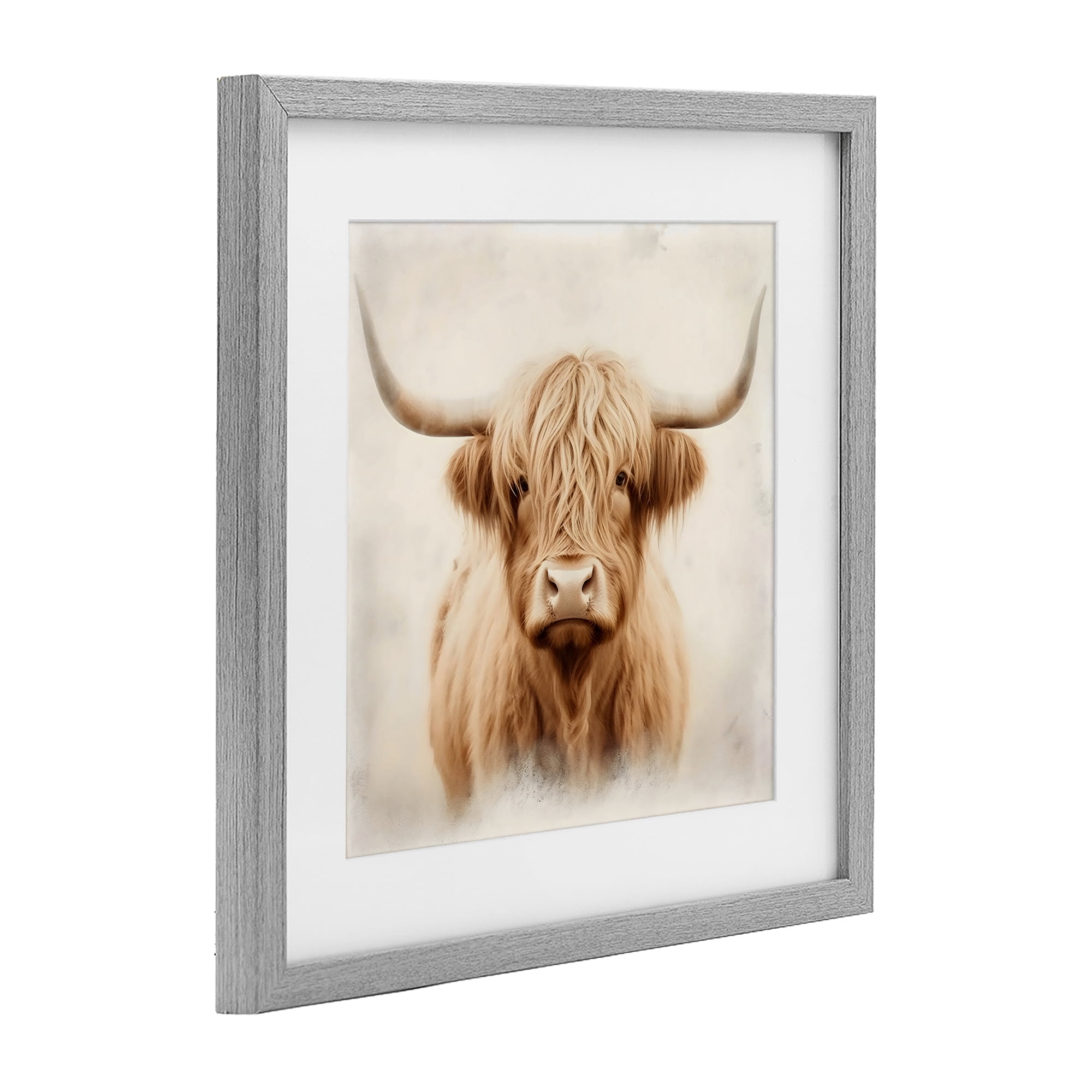 Stupell Industries Dreamy Fluffy Highland Portrait Gray Framed Print Under Glass, design by Creative Studio