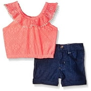 Limited Too Girls' 2 Piece Fashion Tank and Short Set, 1050-Neon Light Coral, 6