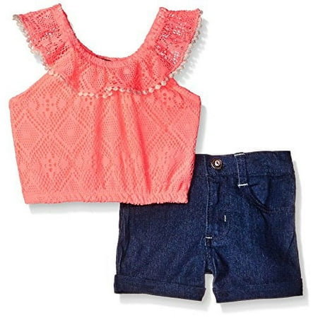 Limited Too Girls' 2 Piece Fashion Tank and Short Set, 1050-Neon Light Coral, 6