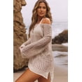 thumbnail image 4 of Charmo Womens Crew Neck Crochet Top Long Sleeve Swim Cover Ups Swimsuit, 4 of 4