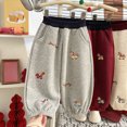 thumbnail image 2 of 3-4T Toddler Boys Jogger Pants Cotton Fall Winter Sweatpants Cartoon Cute Casual Elastic Lounging Trousers With Pocket 12M to 12T Little Boys Pants,Grey, 2 of 5