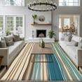 thumbnail image 3 of 5'x8' Area Rugs, Blue Brown Beige Indoor Outdoor Area Rug for Living Room Bedroom, Boho Farmhouse Country Abstract Striped Washable Bathroom Rugs Kitchen Floor Carpet Mats Home Decor Aesthetic, 3 of 8