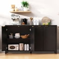 thumbnail image 3 of 55" Farmhouse Sideboard - 4 Doors with Storage Slots, Solid Wood Trim (Black), 3 of 4