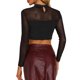 thumbnail image 3 of INSPIRAR CHIC Top Corto de Malla con Cuello Alto y Llave de Brillo para Mujeres L Negro Plateado, 3 of 6