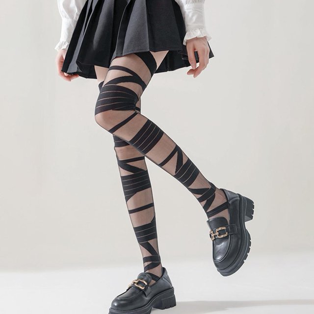 EZLIFE Medias de mujer con tiras cruzadas hasta el muslo Calcetines de verano finos JK H6T7