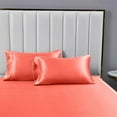 thumbnail image 4 of Reliable Bedding 4 piece Sheet Set, Silk Satin Sheet Set, Extra Soft Silky Sheets, Royal Luxury Sheet Set 24" Deep Pocket, Wrinke Free (Coral,king), 4 of 6