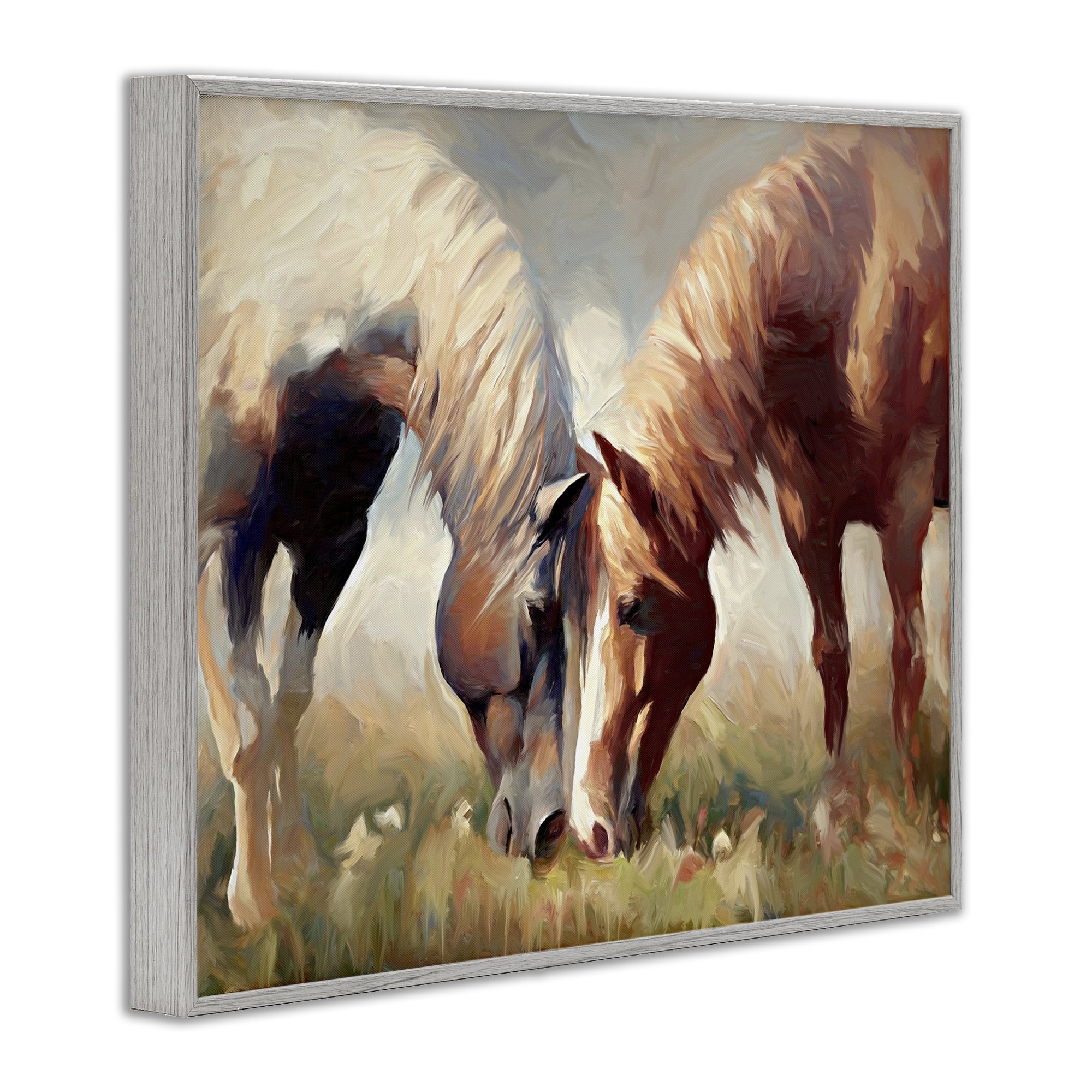 Stupell Industries Horses Touching Noses Animals & Insects Painting Gray Framed Art Print Wall Art, 20 x 16
