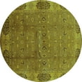 thumbnail image 1 of Ahgly Company Indoor Round Oriental Turquoise Blue Industrial Area Rugs, 4' Round, 1 of 4