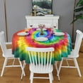 thumbnail image 2 of Colorful Rainbow Tie Dye Spiral Pattern Round Tablecloth 60"x60",Wrinkle Wipeable Table Cloth for Kitchen Dining Room Picnic Patio Party, 2 of 6