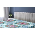 thumbnail image 5 of Ambesonne Floral Design Fitted Sheet, Dreamy Leafy Pattern, California King, Sea Blue Teal Pale Pink, 5 of 5