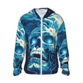 thumbnail image 1 of Fotbe Abstract Blue Skull Chaqueta con Protección Solar UPF 50+ para Hombre y Mujer, Camisa con Capucha y Bolsillos-Large, 1 of 7