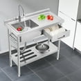 thumbnail image 7 of Stainless Steel Utility Sink with Faucet - Freestanding Single Bowl Sink for Commercial Kitchen, Laundry, Garage, Shop, Patio, Outdoor Prep & Wash Sink with Shelf, 7 of 7