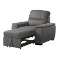 thumbnail image 3 of Benjara BM316729 38 in. Mindy Stitched Tufted Gray Microfiber & Black Chair with Pull Out Ottoman, 3 of 5