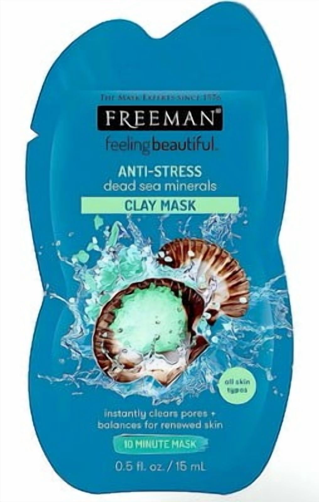Freeman Dead Sea Minerals Anti-Stress Clay Facial Mask Skin Care LOT OF 10