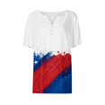 thumbnail image 4 of Mujeres Manga Corta de Verano Tops Día de la Independencia Impreso Cuello en V Casual Top, Imitación de Algodón Camisa Marco para las Mujeres, Lavado de Manos Primavera Y Verano, 4 of 7