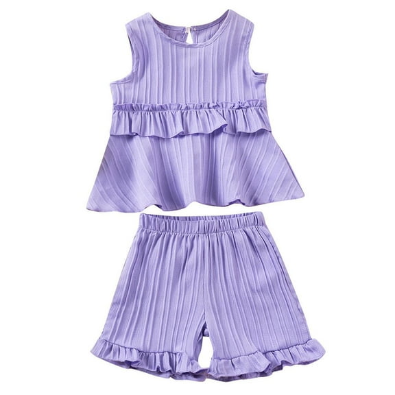 tarylea Baby Girl Clothes Toddler Summer Outfits Cute Sleeveless Top Wide Leg Pleated Ruffle Shorts 2pc Set