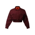 thumbnail image 1 of A2Y Women's Cropped Front Two Pocket Snap Quilted Padding Bomber Jacket Burgundy L, 1 of 3