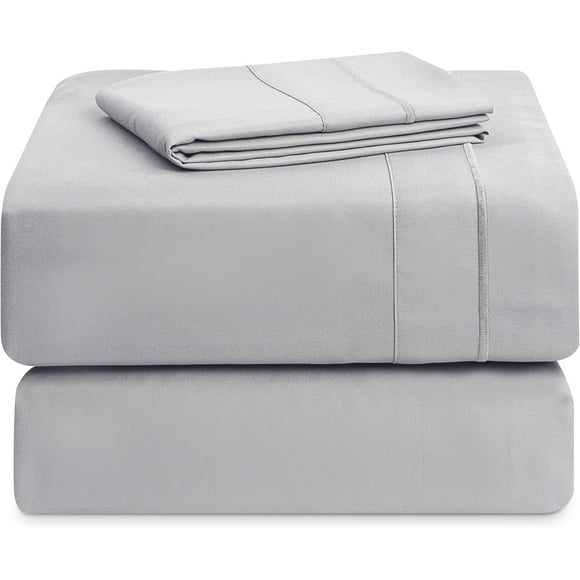 ERDS-Casual Living Twin Sheets Set 3 Piece Cooling Sheets with 1 Pillowcase Soft Microfiber Hypoallergenic Washable Bed Set Deep Pocket Lightweight Bedding Elasticized for Dorm or Bunk, Twin, Grey