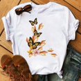 thumbnail image 1 of T-shirt Femme Imprimé Mode Fleur Papillon Manches Courtes Décontracté Haut Graphique, 1 of 7