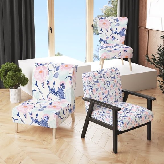 Designart "Vintage Flowers Style " Upholstered Cabin & Lodge Accent Chair and Arm Chair