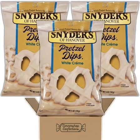 Snyder Pretzel Dips Bundle Pack - White Creme - 3 Individually Sealed 5 Ounce Bags - Pretzels Covered in White Creme - For Snacks, Lunches, Movies in Cornershop Confections Pack